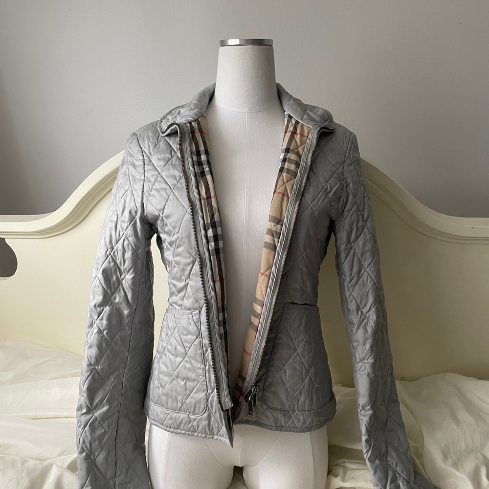 Burberry Silver Quilted Women's Puffer Jacket